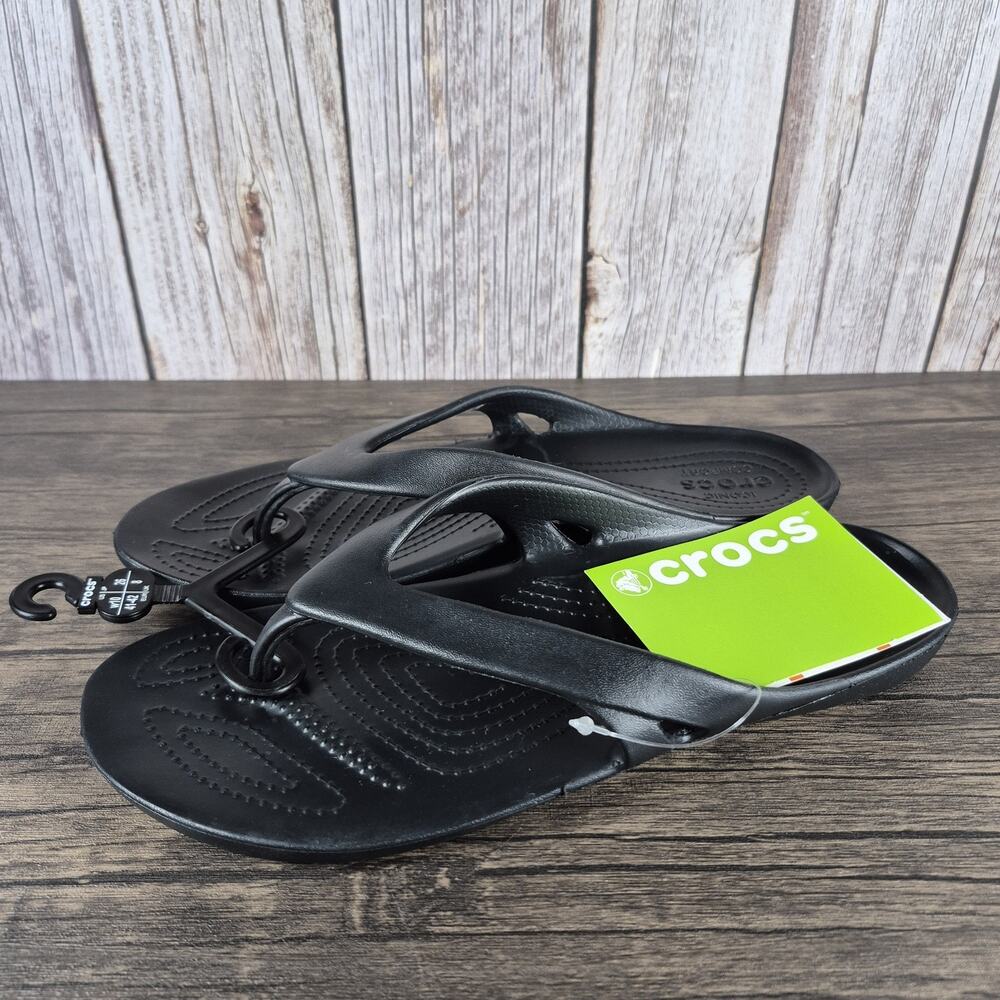 Crocs Kadee II Flip Flop Sandals Women's Sz 10 Black (NWT)